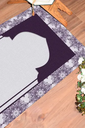 Digitally Printed Washable Prayer Rug 70x130cm, SECCADE-25-PURPLE - 4
