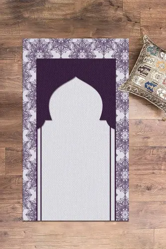 Digitally Printed Washable Prayer Rug 70x130cm, SECCADE-25-PURPLE - 9