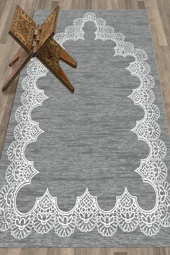 Digitally Printed Washable Simple Elegant Pattern Prayer Rug Prayer Mat 70x130 Cm, Prayer Rug-14-gray,-GRAY - 4