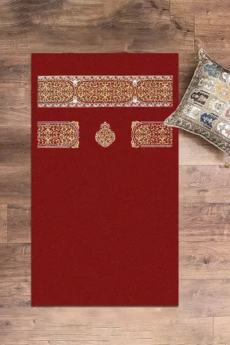 Digitally Printed Washable Simple Pattern Gift Prayer Rug Prayer Mat 70x130 - RED - 5