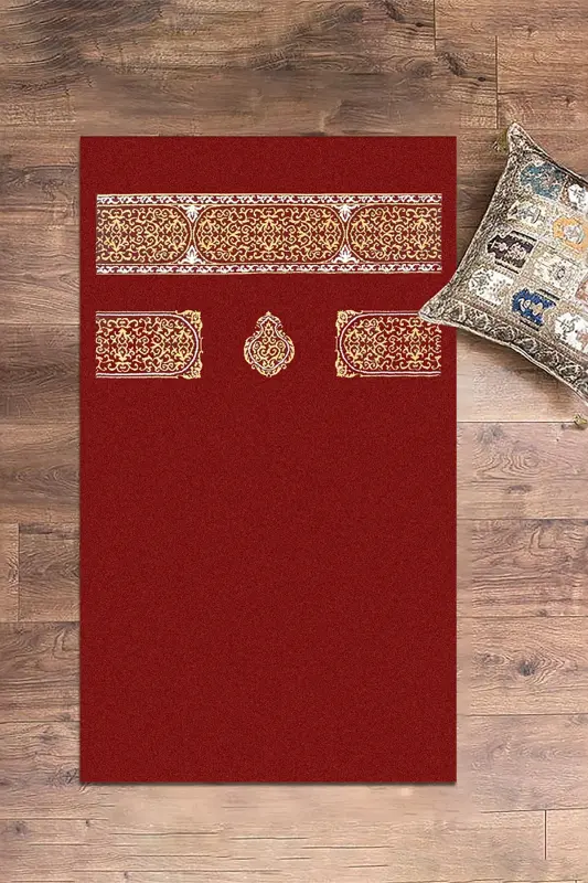 Digitally Printed Washable Simple Pattern Gift Prayer Rug Prayer Mat 70x130 - RED - 5