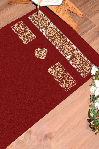 Digitally Printed Washable Simple Pattern Gift Prayer Rug Prayer Mat 70x130 - RED - 8