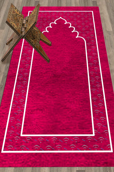 Digitally Printed Washable Simple Pattern Prayer Mat 70x130 cm, SECCADE-11-PINK - 13