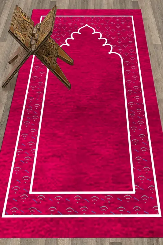 Digitally Printed Washable Simple Pattern Prayer Mat 70x130 cm, SECCADE-11-PINK - 2