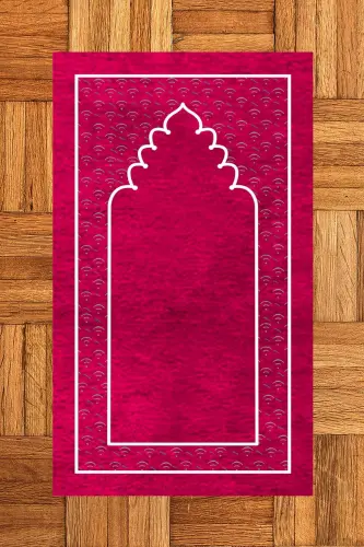 Digitally Printed Washable Simple Pattern Prayer Mat 70x130 cm, SECCADE-11-PINK - 5