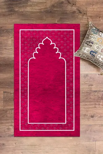 Digitally Printed Washable Simple Pattern Prayer Mat 70x130 cm, SECCADE-11-PINK - 8