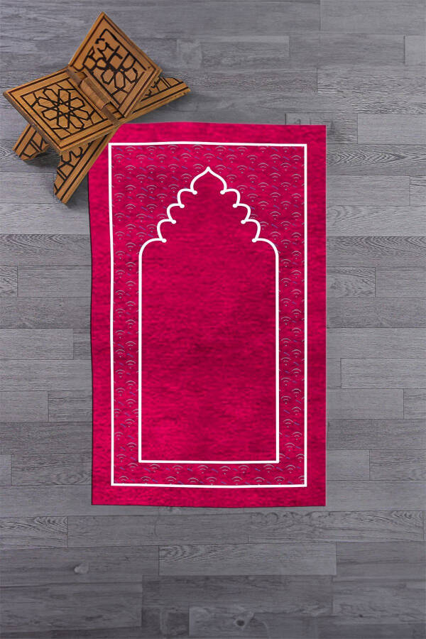 Digitally Printed Washable Simple Pattern Prayer Mat 70x130 cm, SECCADE-11-PINK - 1