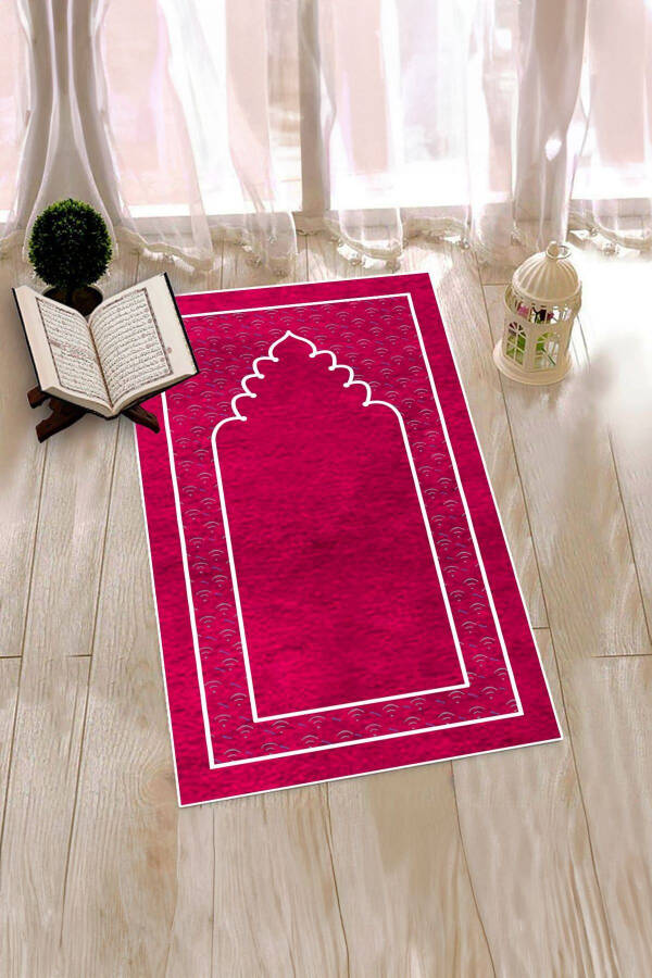 Digitally Printed Washable Simple Pattern Prayer Mat 70x130 cm, SECCADE-11-PINK - 3