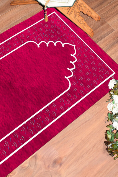 Digitally Printed Washable Simple Pattern Prayer Mat 70x130 cm, SECCADE-11-PINK - 5