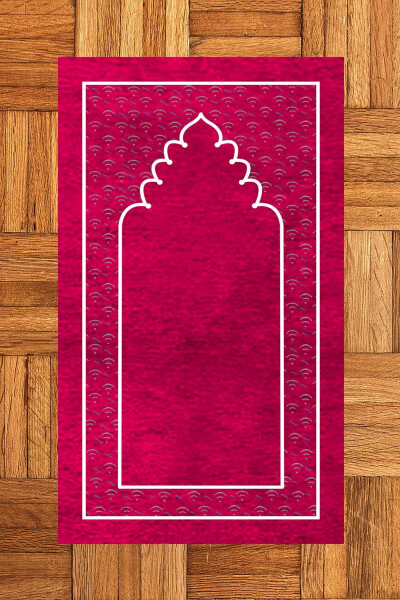 Digitally Printed Washable Simple Pattern Prayer Mat 70x130 cm, SECCADE-11-PINK - 7