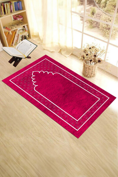 Digitally Printed Washable Simple Pattern Prayer Mat 70x130 cm, SECCADE-11-PINK - 8