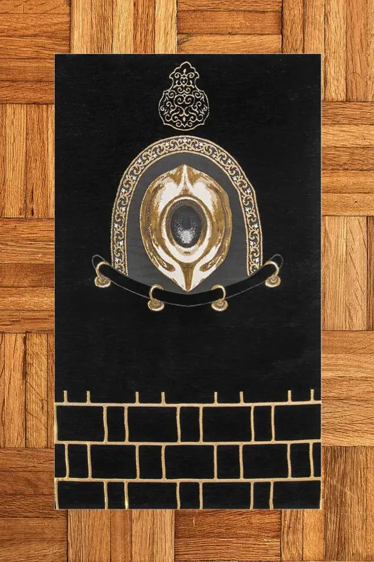 Digitally Printed Washable Stylish Design Prayer Rug Prayer Mat 70x130cm, Prayer Rug-49-black,-BLACK - EY HOME