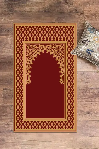 Digitally Printed Washable Wipeable Modern Prayer Rug 70x130 cm. , SECCADE-7-KIRMIZI,-KIRMIZI - 3