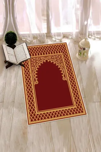 Digitally Printed Washable Wipeable Modern Prayer Rug 70x130 cm. , SECCADE-7-KIRMIZI,-KIRMIZI - 4