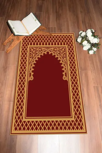Digitally Printed Washable Wipeable Modern Prayer Rug 70x130 cm. , SECCADE-7-KIRMIZI,-KIRMIZI - 7