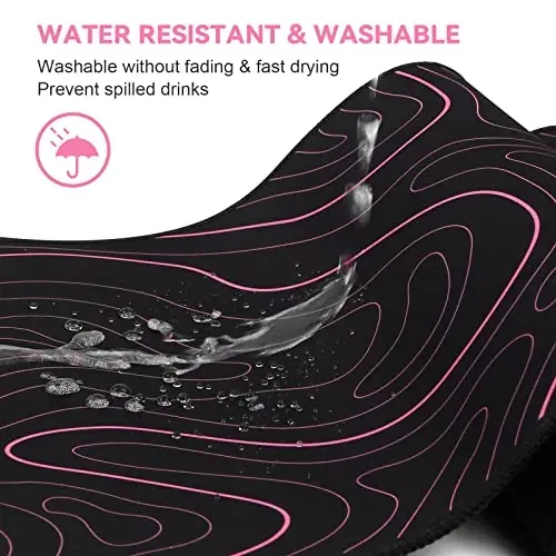 DIGSOM Mouse Pad Gaming Mousepad 31.5 x 11.8 in Large Mouse Pad for Keyboard and Mouse with Anti-Slip Rubber Base, Keyboard Pad XL Mouse Mat for Home and Office(Black with Red Topographic Line) - 5