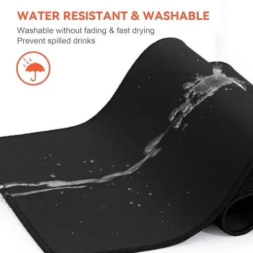 DIGSOM Black Mouse Pad Gaming Keyboard Pad 31.5 x 11.8 in Large Computer Mouse Pad with Anti-Slip Rubber Base and Stitched Edges, Extended Mouse Mat for Gaming Working - 7