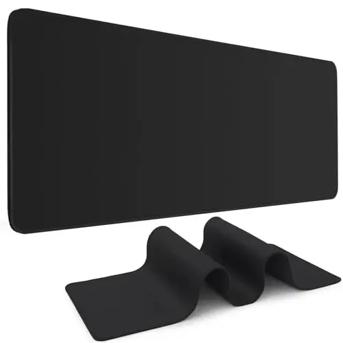 DIGSOM Black Mouse Pad Gaming Keyboard Pad 31.5 x 11.8 in Large Computer Mouse Pad with Anti-Slip Rubber Base and Stitched Edges, Extended Mouse Mat for Gaming Working - 1