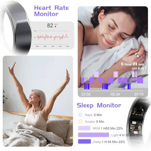 DIIKEN JCRing Smart Ring Fitness Tracker, Sleep Tracking Wearable, Accurate Monitoring of Pedometer, Heart, Temperature, Titanium Ring with Charging Case, APP for iOS & Android (Size 11) - 4