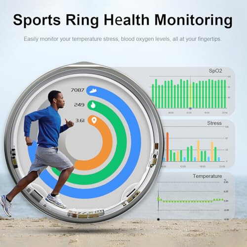 DIIKEN JCRing Smart Ring Fitness Tracker, Sleep Tracking Wearable, Точное отслеживание шагомера, сердечного ритма, температуры, титановое кольцо с зарядным футляром, приложение для iOS и Android (размер 11) - 5