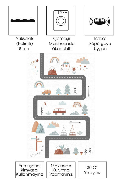 Dijital Baskı Dört Mevsim Leke Tutmaz Yıkanabilir Kaymaz Taban Antibakteriyel Çocuk Ve Bebek Halısı - 3