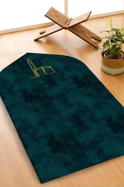 Dijital Baskı Seccade Çift Seccadesi Kabe Desenli Seccade Çeyizlik Seccade Prayer Mat-Yeşil - PINKIE HOME (1)