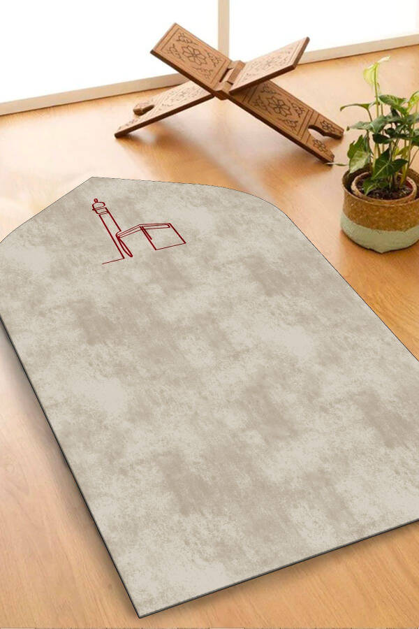 Dijital Baskı Seccade Çift Seccadesi Kabe Desenli Seccade Çeyizlik Seccade Prayer Mat - Yeşil-Krem - 3
