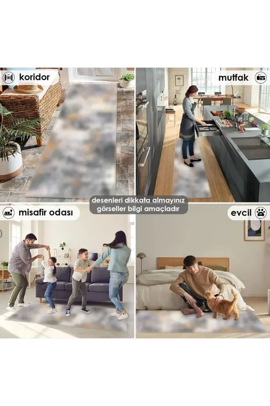 Dijital Baskı Yıkanabilir Kaymaz Taban Dekoratif Salon Halısı Mutfak Halısı (26) - karebal - 2