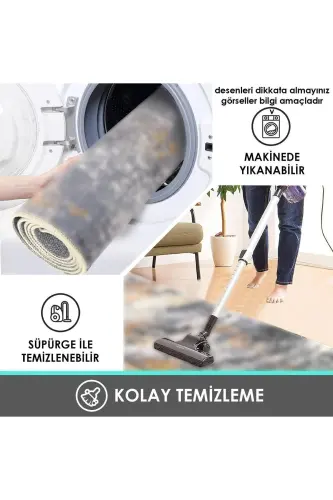 Dijital Baskı Yıkanabilir Kaymaz Taban Dekoratif Salon Halısı Mutfak Halısı (26) - karebal - 4