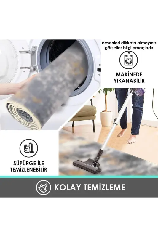 Dijital Baskı Yıkanabilir Kaymaz Taban Dekoratif Salon Halısı Mutfak Halısı (26) - karebal - 4