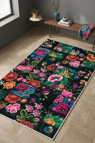 Dijital Baskı Yıkanabilir Kaymaz Taban Leke Tutmaz Mutfak Halısı Salon Halısı Ve Yolluk - renkli - WEST HOME (1)