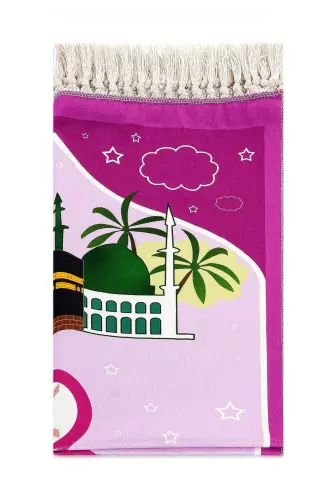 Dijital Baskılı Çocuk Seccadesi - Balonlu Kabeli Pembe Renk - 44 X 78 Cm - Balonlu Kabeli Pembe - IHVAN ONLINE (1)