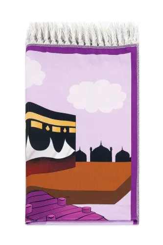 Dijital Baskılı Çocuk Seccadesi - Kayıklı Kabeli - 44 X 78 cm. - Kayık Kabeli - 2