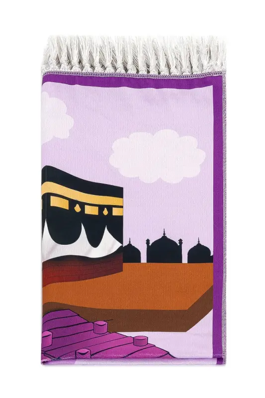 Dijital Baskılı Çocuk Seccadesi - Kayıklı Kabeli - 44 X 78 cm. - Kayık Kabeli - 2