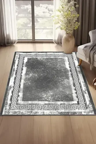 Dijital Baskılı Dört Mevsim Yıkanabilir Kaymaz Taban Çocuk Halısı,yolluk,mutfak Ve Salon Halısı (19)-ANTRASİT - 1