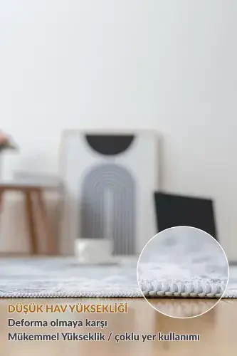 Dijital Baskılı Dört Mevsim Yıkanabilir Kaymaz Taban Çocuk Halısı,yolluk,mutfak Ve Salon Halısı (19)-ANTRASİT - 3