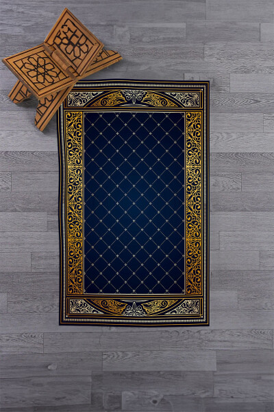 Dijital Baskılı Kaymaz Taban Yıkanabilir Namazlık Seccade 70x130 - MAVİ - 14
