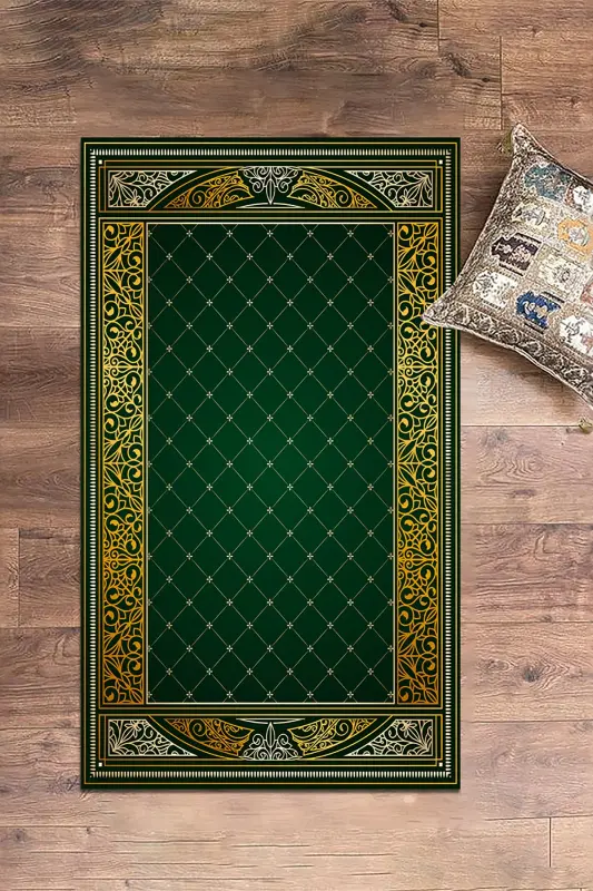 Dijital Baskılı Kaymaz Taban Yıkanabilir Namazlık Seccade 70x130 - YEŞİL - 5