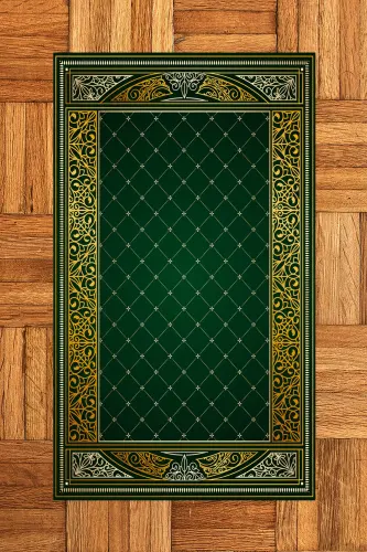 Dijital Baskılı Kaymaz Taban Yıkanabilir Namazlık Seccade 70x130 - YEŞİL - 7