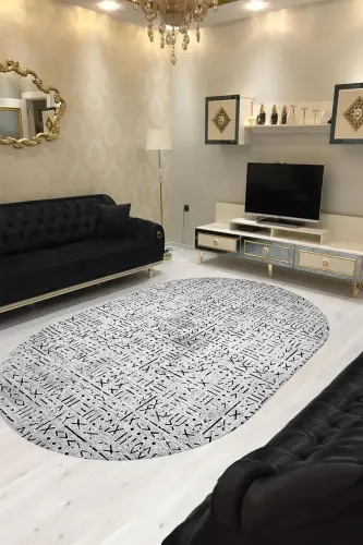 Dijital Baskılı Makinada yıkanabilir Oval Salon Halısı Mutfak Halısı Yolluk Halısı - ESTA1809-2 - Oval - 1