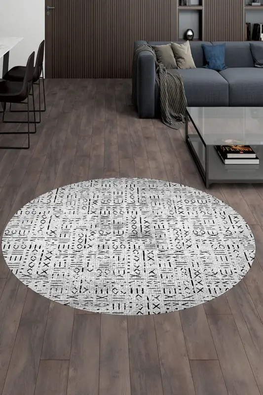 Dijital Baskılı Makinada yıkanabilir Salon Halısı Mutfak Halısı Yuvarlak Halı-Yuvarlak - 1