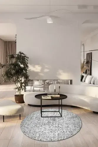 Dijital Baskılı Makinada yıkanabilir Salon Halısı Mutfak Halısı Yuvarlak Halı-Yuvarlak - ESTA HALI (1)