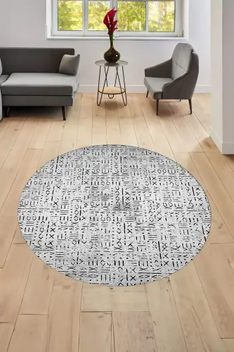 Dijital Baskılı Makinada yıkanabilir Salon Halısı Mutfak Halısı Yuvarlak Halı-Yuvarlak - 4