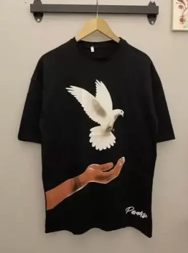Dijital Baskılı T-Shirt - Siyah - BÜYÜKBEDENIZ (1)
