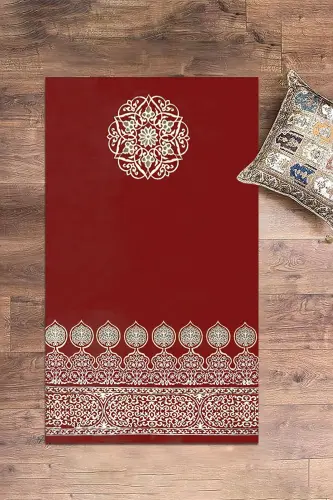 Dijital Baskılı Yıkanabilir Motifli Hediyelik Namaz Halısı Seccade 70x130 - KIRMIZI - 8
