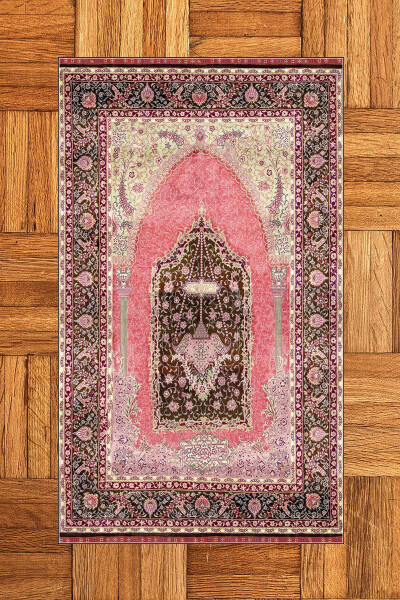 Dijital Baskılı Yıkanabilir Hediyelik Klasik Namazlık Seccade 70x130cm, SECCADE-33-KIRMIZI - 3