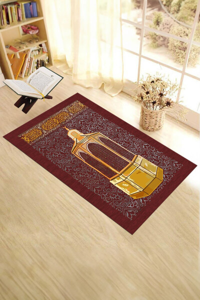 Dijital Baskılı Yıkanabilir Hediyelik Namaz Halısı Seccade 70x130cm, SECCADE-43-KIRMIZI - 3