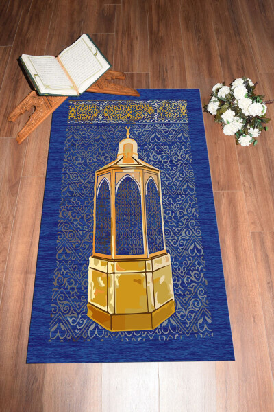 Dijital Baskılı Yıkanabilir Hediyelik Namaz Halısı Seccade 70x130cm, SECCADE-43-MAVİ - 1