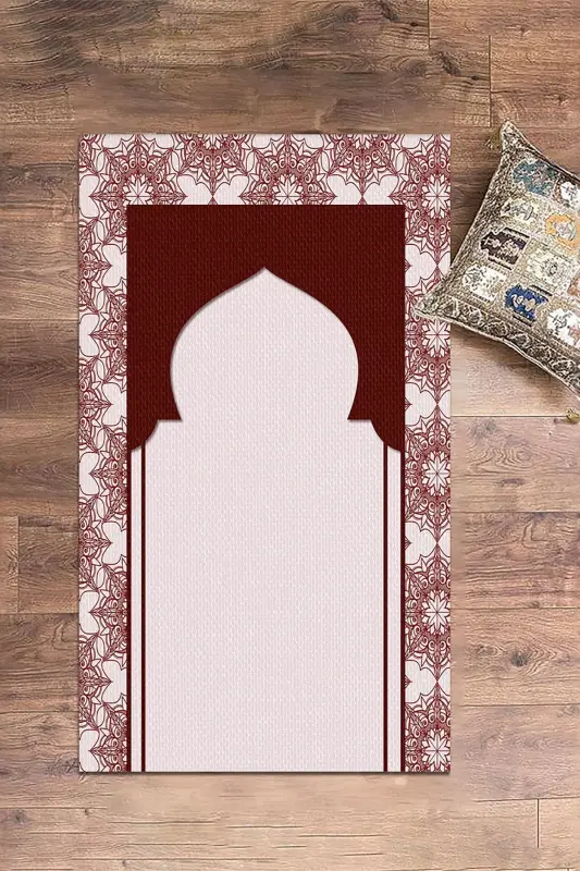Dijital Baskılı Yıkanabilir Hediyelik Namazlık Seccade 70x130cm - KIRMIZI - 6