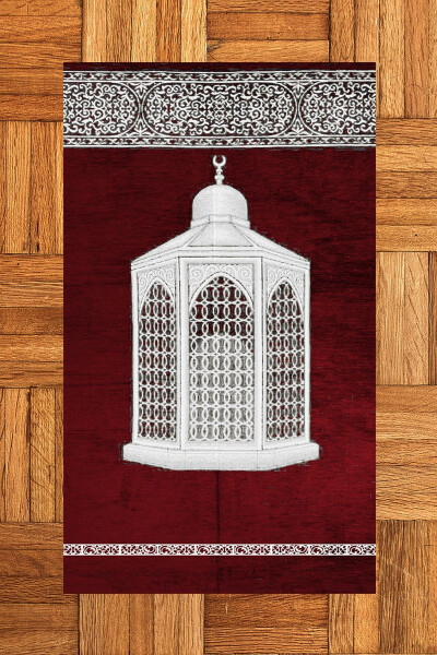 Dijital baskılı, yıkanabilir, hediyelik şık namaz halısı seccade (70x130 cm), SECCADE-42-KIRMIZI - 2